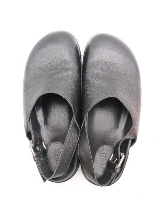 Vinny’s Strapped Mule Men\'s Size EU 43 Black Leather Buckle Sandals Crepe Sole